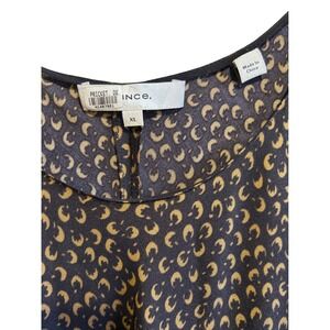 Vince Silk Blend Sleeveless Midi Dress XL Brown Abstract Print Slip Minimalist